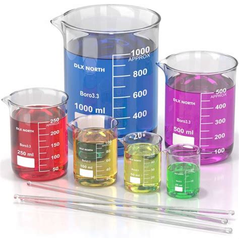 Borosilicate Glass Beaker Set (Pack of 6) – Graduated Low Form Measuring Beakers in Various ...