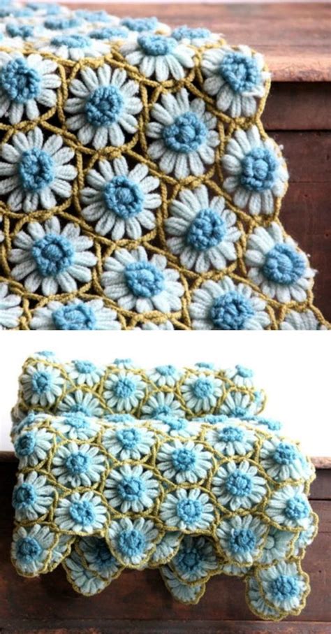 Crochet Daisy Flower Blanket