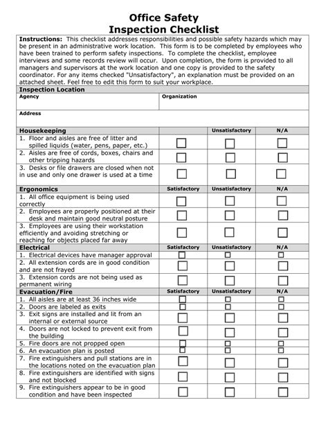 Nevada Office Safety Inspection Checklist - Fill Out, Sign Online and Download PDF | Templateroller