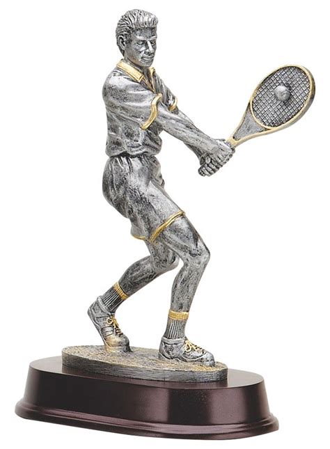 Silver & gold resin male tennis sculpture - 10" ht. - Sculptures