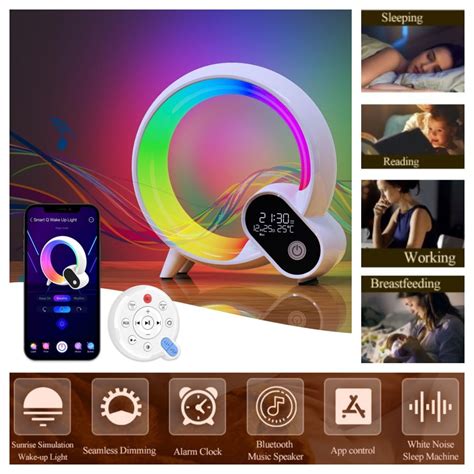 Sunrise Alarm Clock Bluetooth Speaker Wake Up Light with APP & Remote Control, Multi-Color Night ...