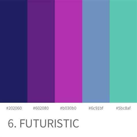 Futuristic Color Palettes in Purple, Blue, and Green