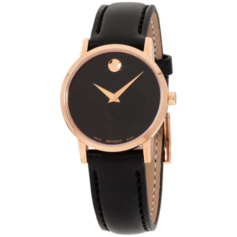 Movado Museum Classic Black Dial Leather Strap Ladies Watch 0607276 - Walmart.com