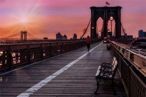 Brooklyn and Manhattan Bridge NYC Sunrise Photograph by Susan Candelario