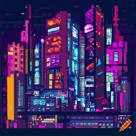 Pixel art cyberpunk city on Craiyon