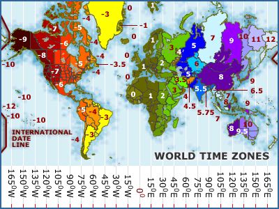 Map of 24 hour time zones - The working Thames - Port Cities