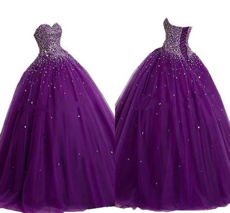 Dark Purple Ball Gown Sweet 16 Dresses Beaded Sequin Rhinestones Strapless Lace Quinceanera ...