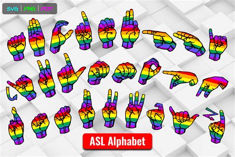 ASL American Sign Alphabet Rainbow ABCs Graphic by Able Lingo · Creative Fabrica