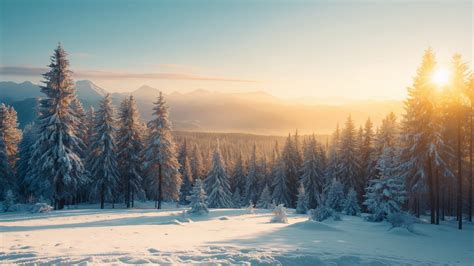 Winter forest Wallpaper (Snowy trees, Alpine scenery) #579