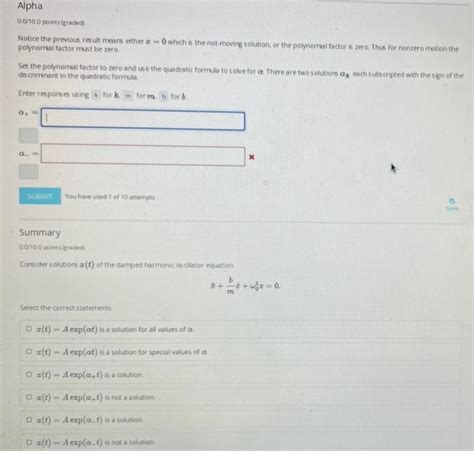 Solved H: Damped Harmonic Oscillator - Solution Method A | Chegg.com