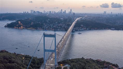 Istanbul Bosphorus Bridge Sunset Aerial Hyper Lapse Stock Footage - FilterGrade