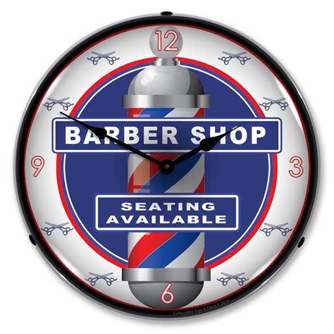 Barber Shop Clock LED Lighted Wall Clock - Lighted Wall Clocks