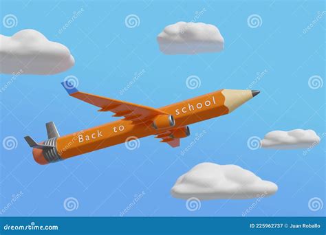 Pencil-shaped Plane with the Text `back To School`. Stock Illustration - Illustration of flying ...