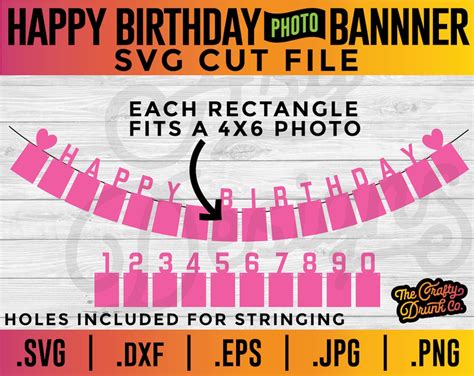 Happy Birthday Banner Template SVG Pennent Banner Svg, Bunting Banner Svg - Etsy