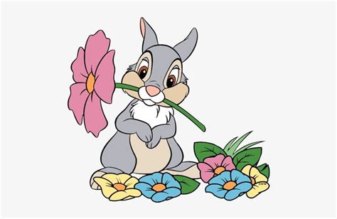 Download Disney Clipart Bambi Jpg Thumper - Disney Characters With Flowers PNG image for free ...