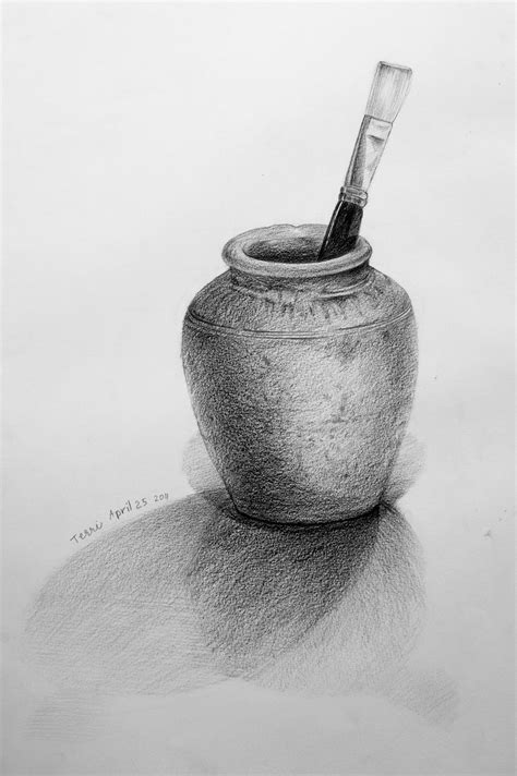 Flower Pot Drawing In Pencil Shade – Idalias Salon