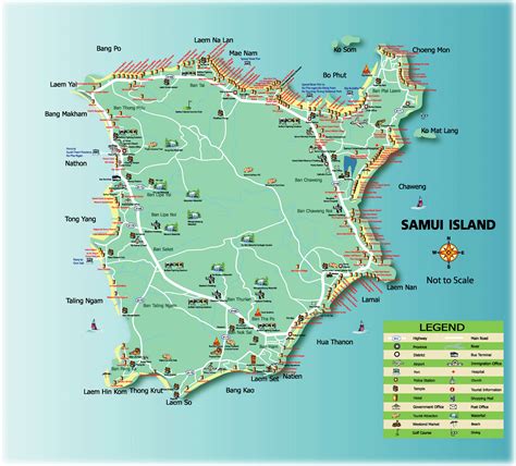 Beaches and locations on Koh Samui: best places for life. Koh Samui map download