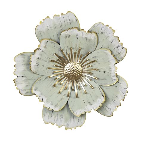 Stratton Home Decor Layered Green Metal Flower Wall Decor - Walmart.com