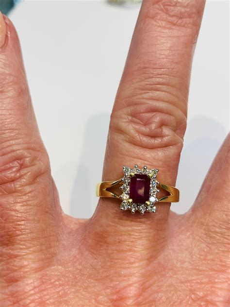 Ruby Engagement Ring Vintage Ruby Ring 0.75 Carat Natural Ruby 14k solid yellow gold diamond ...