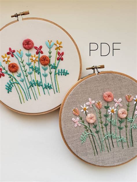 Flower Embroidery Pattern Colorful Floral Embroidery - Etsy