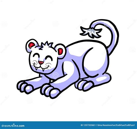 Adorable Albino Lion Cub stock illustration. Illustration of jungle - 125733360