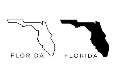 Premium Vector | Florida states of usa map icon outline style and flat vector silhouettes