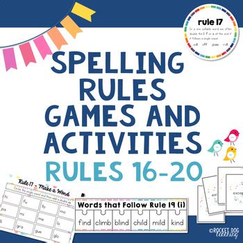 Spelling Rules Games and Activities (Rules 16 to 20) for Literacy Centers