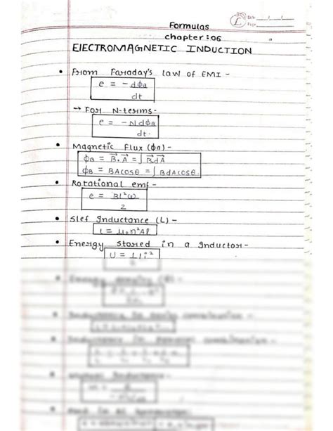 SOLUTION: Electromagnetic induction jee formula sheet - Studypool