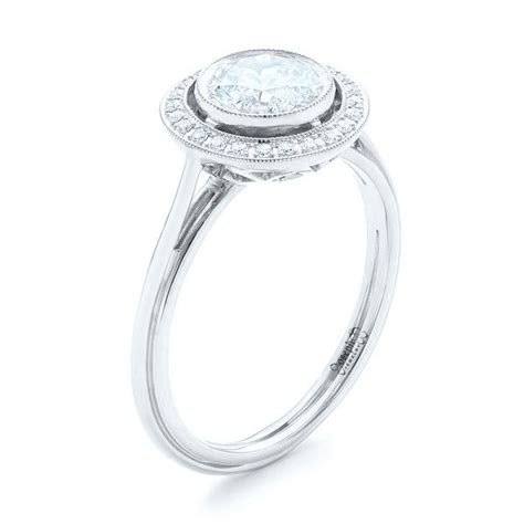 18k White Gold Diamond Halo Engagement Ring #102673 - Seattle Bellevue | Joseph Jewelry