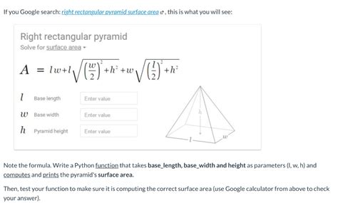 Rectangular Pyramid Surface Area Formula - Half Revolutions