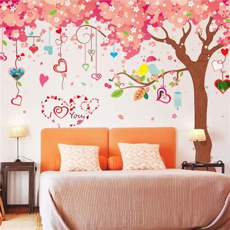 Home decoration Super Big Cherry Blossoms Tree Stickers Decorative Creative Removable Wall ...