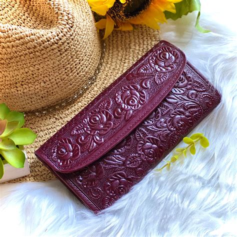 Handcrafted leather wallets-leather wallet for women-gifts for her- floral wallets -women ...