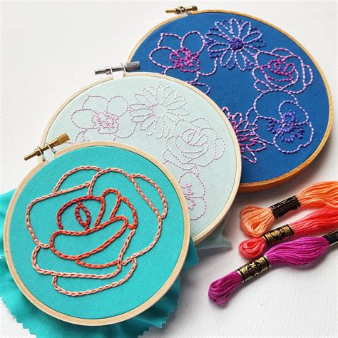 Simple Flowers Embroidery Pattern (PDF) – Jessica Long Embroidery