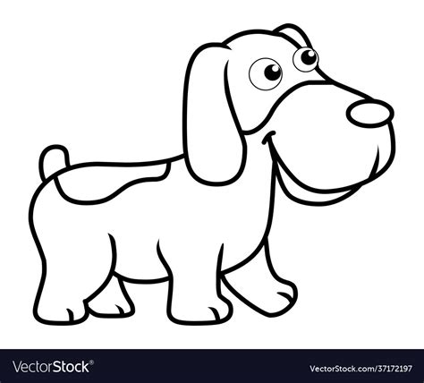 Happy dog cartoon black line drawing Royalty Free Vector