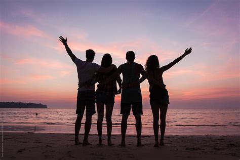 Four Friends Watching A Sunset Together by Jovo Jovanovic