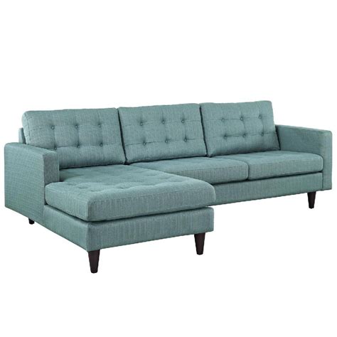 Modway Furniture Empress Light Blue Fabric Sectional with Chaise