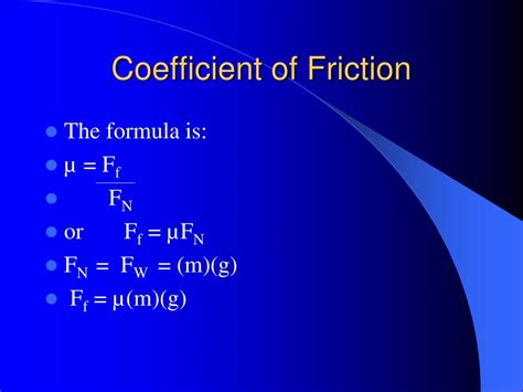 Coefficient Of Friction Formula / Force : The coefficient of friction is dependent on the ...