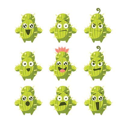 Cactus Cartoon Character Set Stock Clipart | Royalty-Free | FreeImages