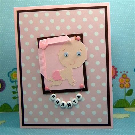 Personalized Baby Girl Card Pink Polka Dots - Etsy