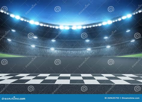 Empty Race Track Night Background 3d Illustrations Stock Illustration - Illustration of ...