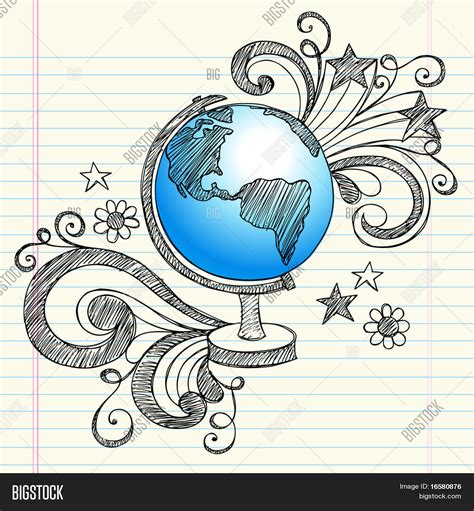 Hand-Drawn Back School Geography Vector & Photo | Bigstock