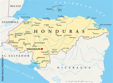 Honduras Political Map With Capital Tegucigalpa With National Borders | The Best Porn Website