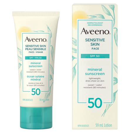 Aveeno Mineral Face Sunscreen Lotion for Sensitive Skin SPF 50 | Walmart Canada