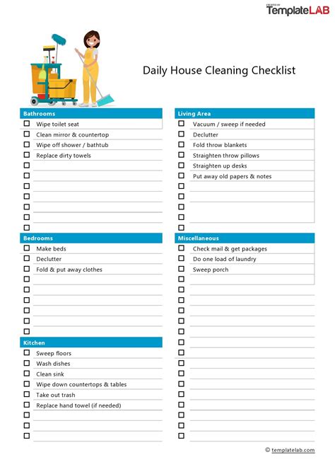 40 Printable House Cleaning Checklist Templates ᐅ TemplateLab