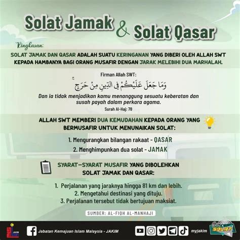 Solat Jamak Dan Qasar : Panduan, Syarat & Niat (JAKIM)