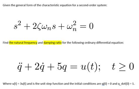 Solved Please find the natural frequency and damping ratio | Chegg.com