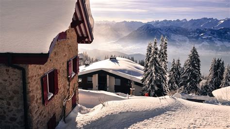 Snow Mountains Winter Wallpaper Hd - House In Snowy Mountains (#365793) - HD Wallpaper ...