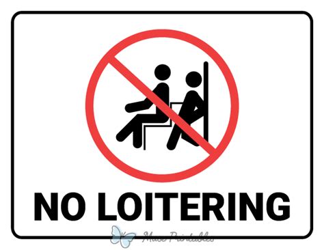 Printable No Loitering Sign