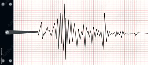 Earthquake seismic waves seismograph graph paper. Vibration measurement recording chart ...