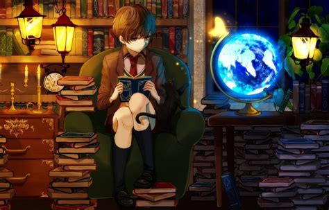 26++ Anime Girl Reading Book Wallpaper - Anime Wallpaper